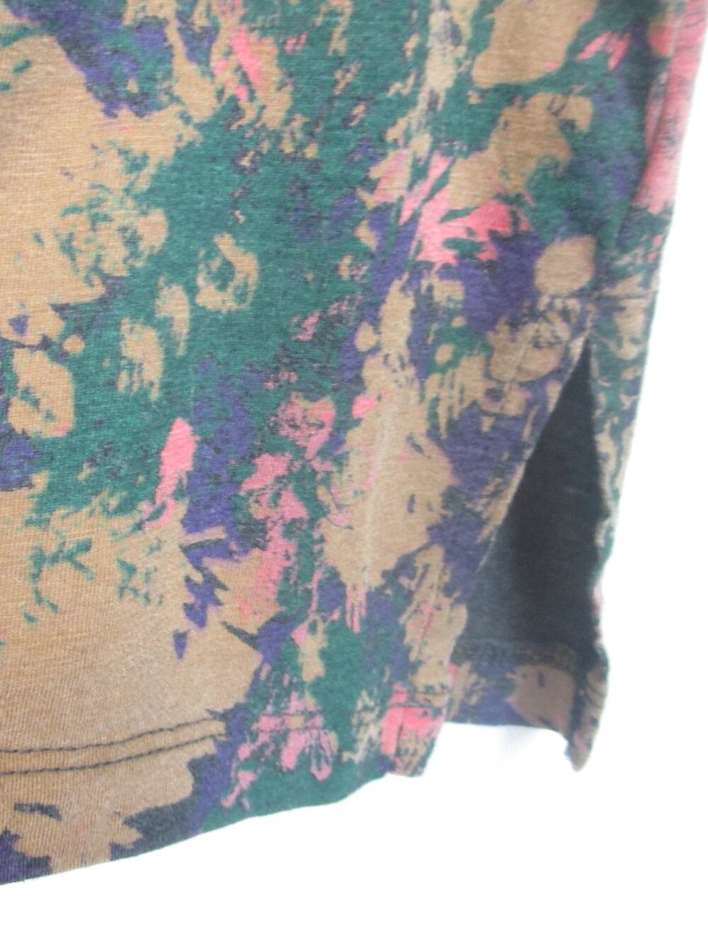Peruvian Connection 100% Pima Cotton Floral Tunic Top Gray Pink Size Large L - Picture 3 of 9